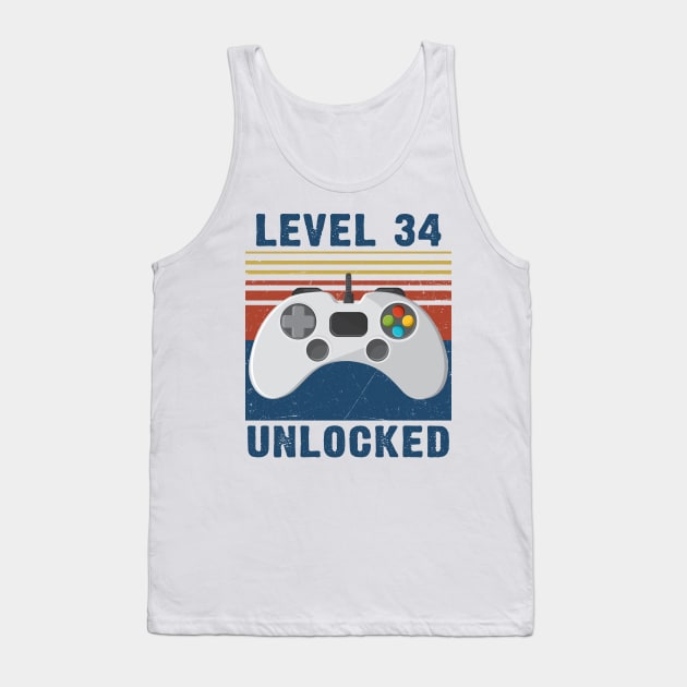 Level 34 unlocked funny gamer 34th birthday Tank Top by Sauconmua Conlaigi99